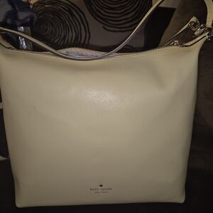 Kate Spade Cream Leather Shoulder Bag with Silver Hardware